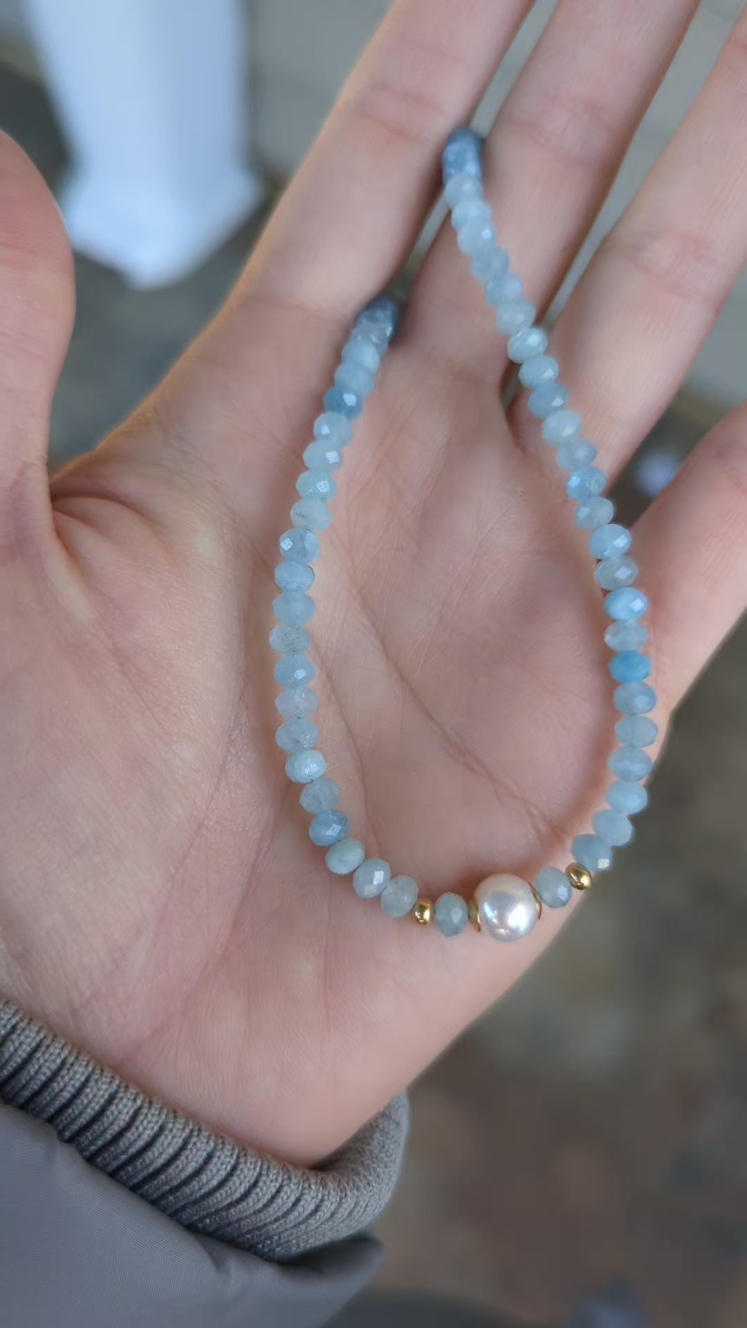 Aquamarine Necklace w/ Baroque Pearls – Poeta